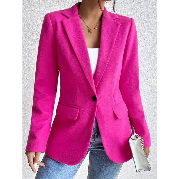 blush pink pastel Lapel Collar blazer jacket - Picture 5 of 12